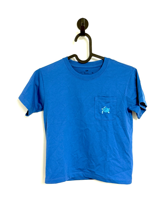 Blue Shirt with Turtle Pocket 6-7y