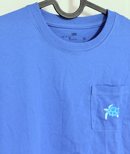 Blue Shirt with Turtle Pocket 6-7y