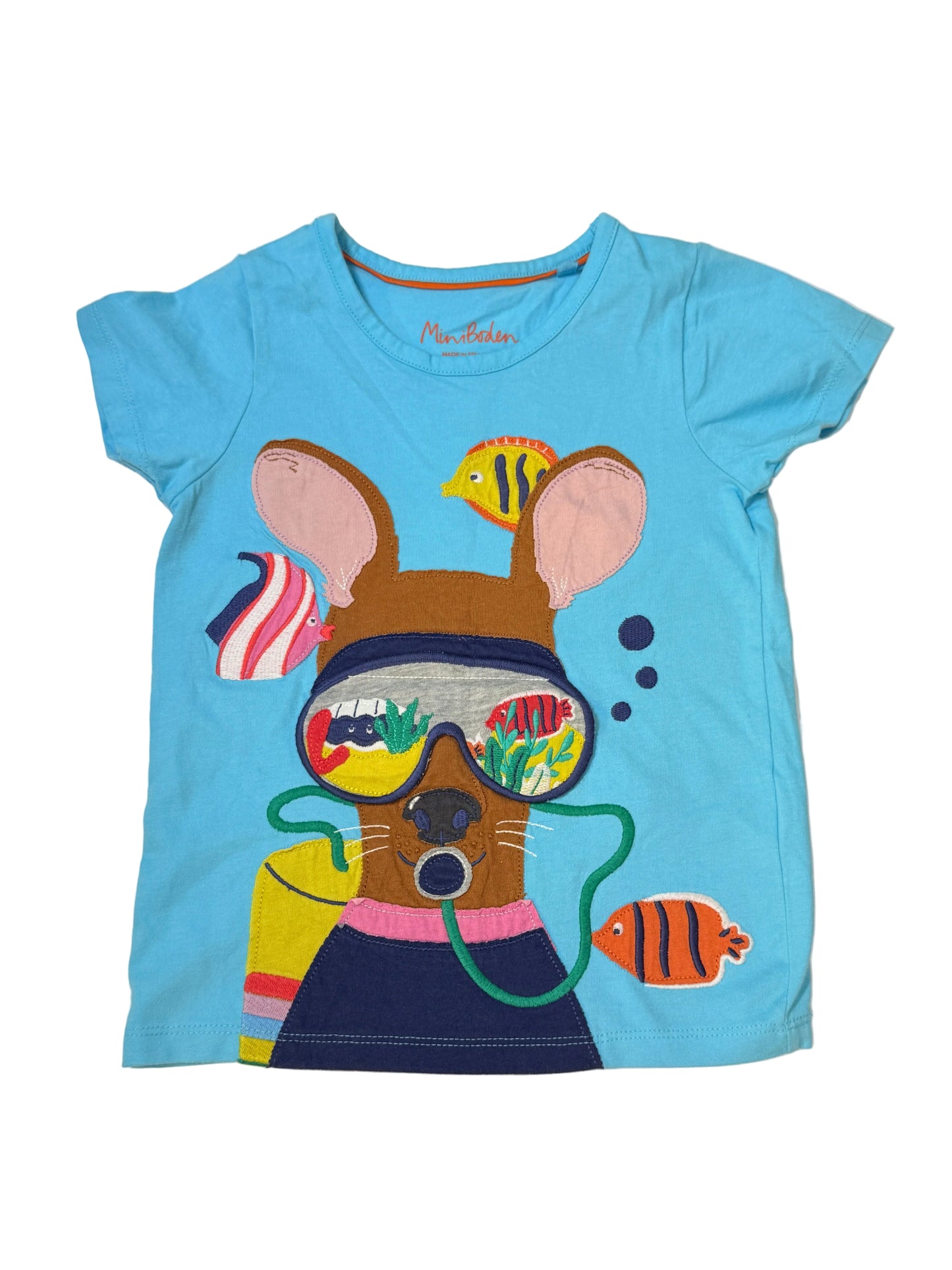 Mini Boden Scuba Mouse Appliqué T-Shirt 4-5Y