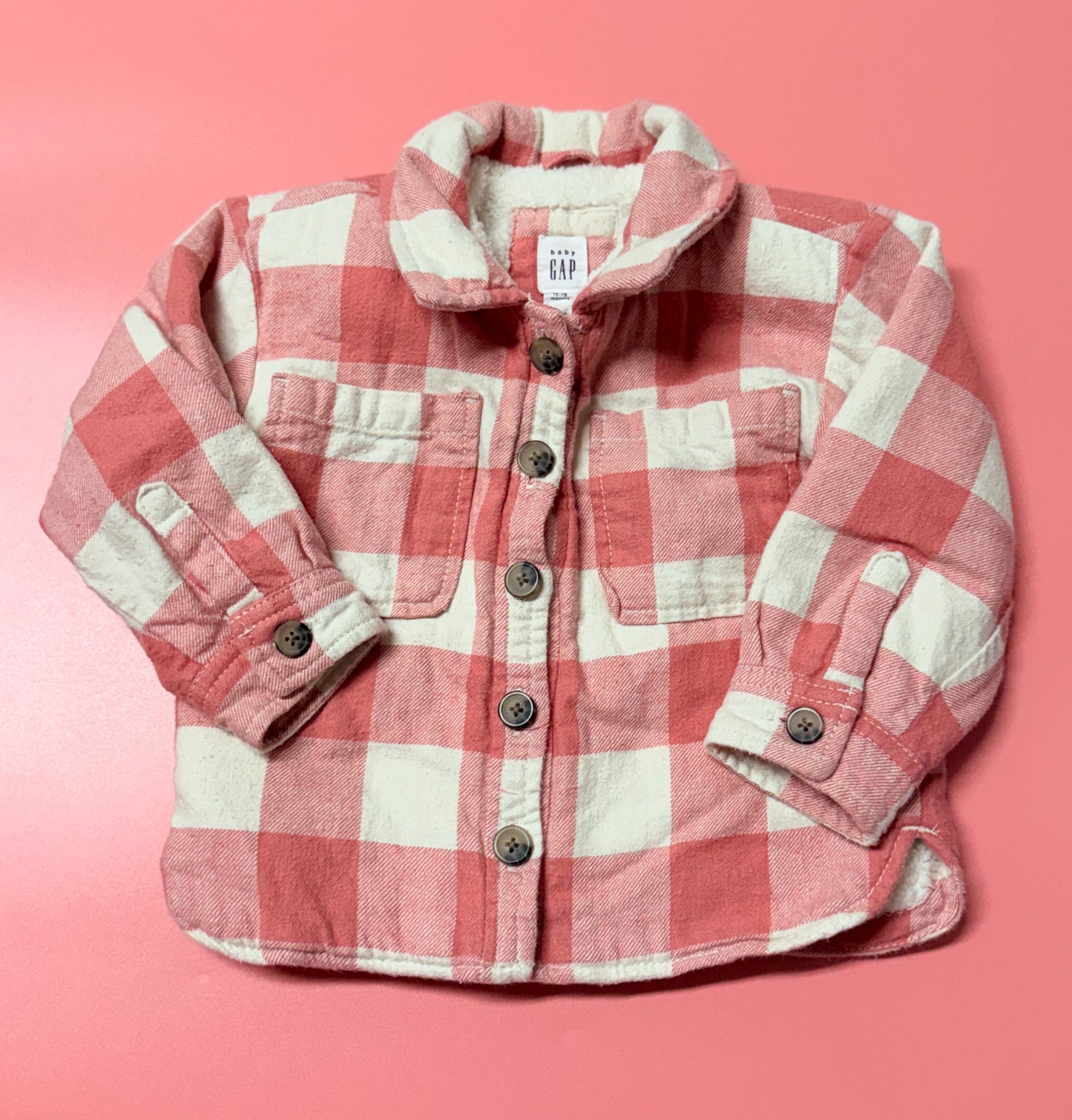 Baby Gap 12-18m Button Up Lined Flannel Jacket