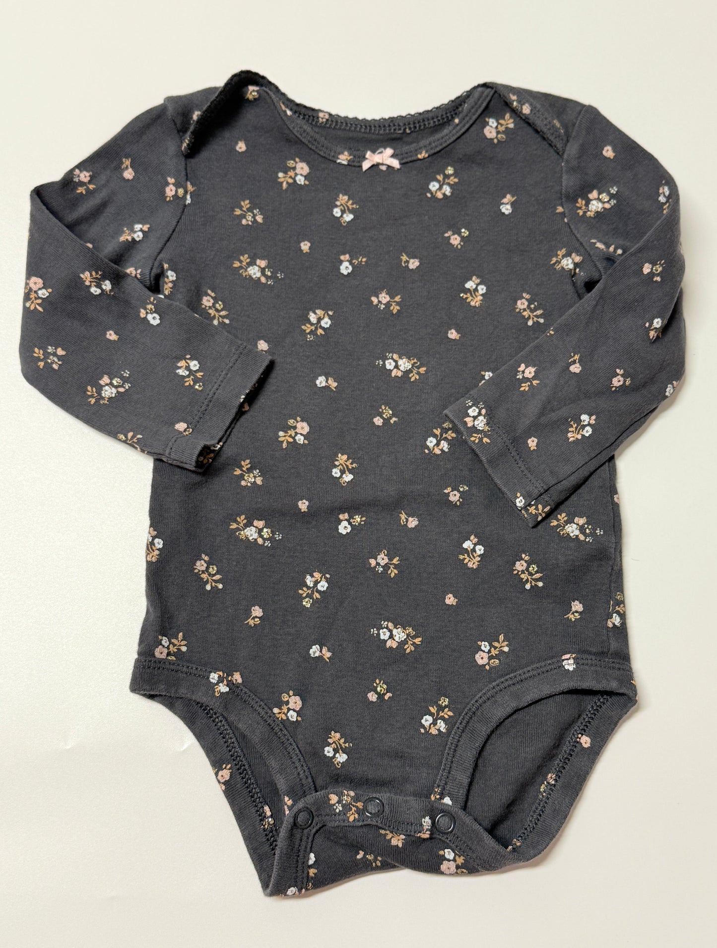Carter's 12m Floral Grey Onesie