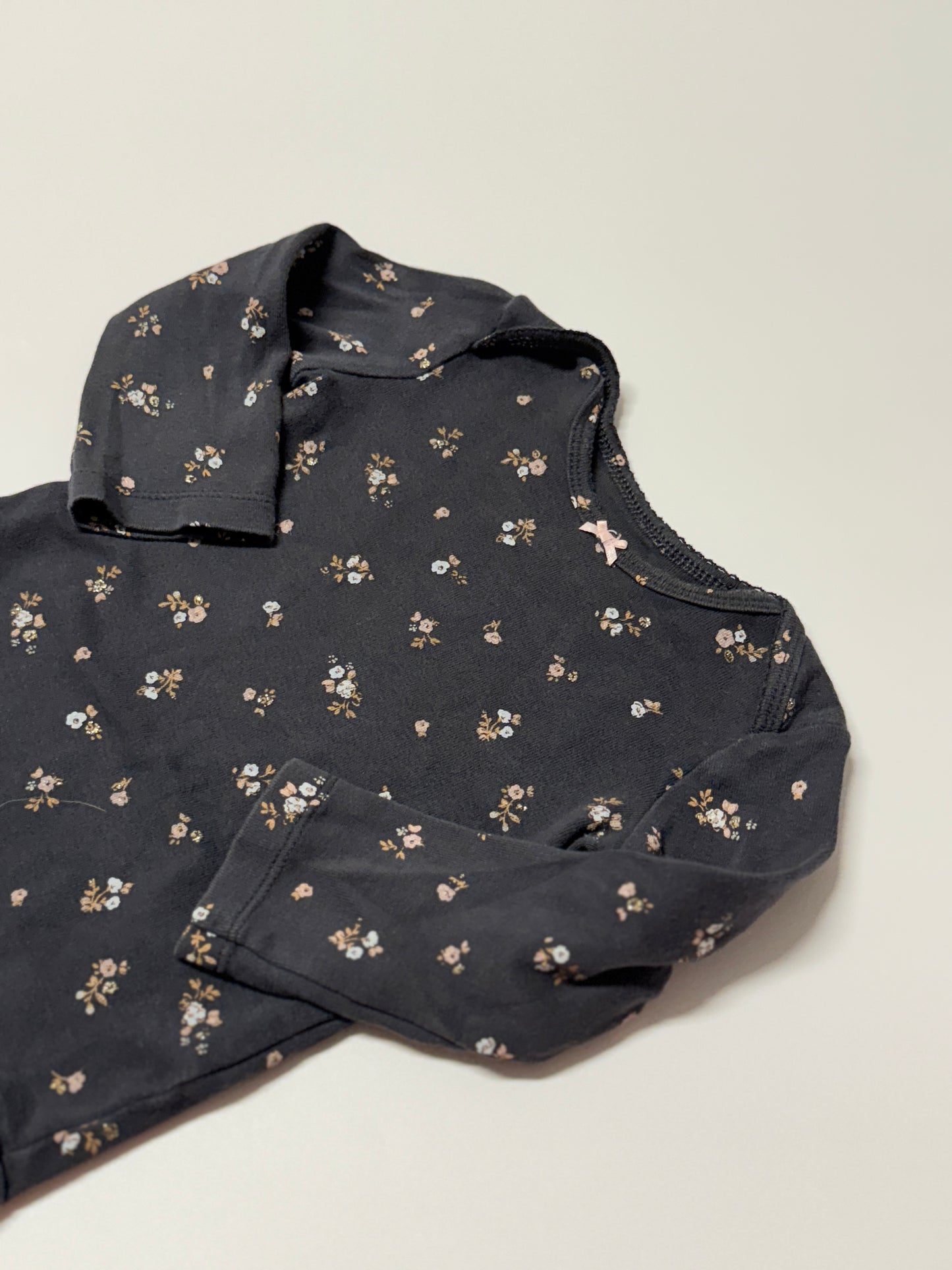 Carter's 12m Floral Grey Onesie