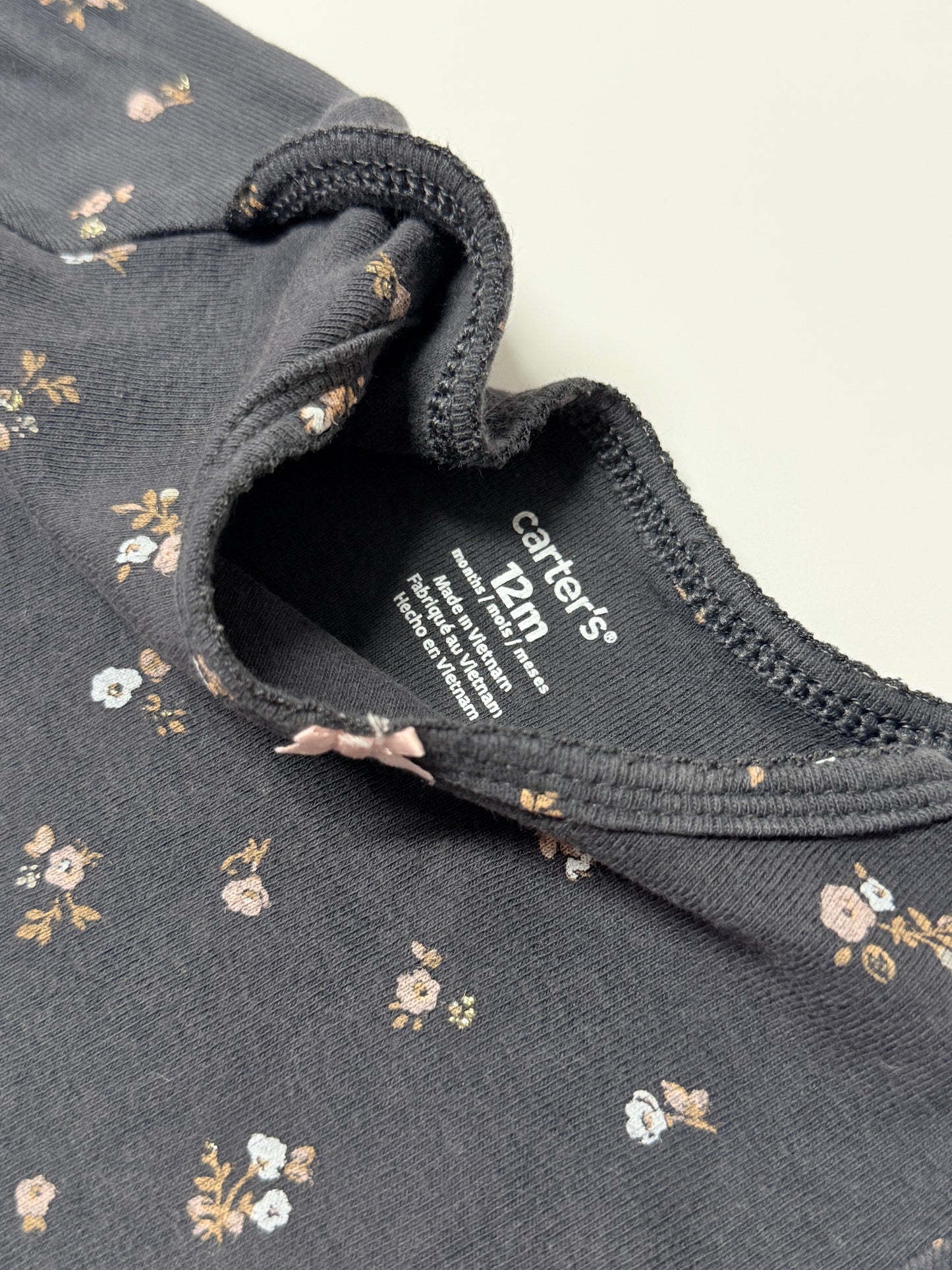 Carter's 12m Floral Grey Onesie