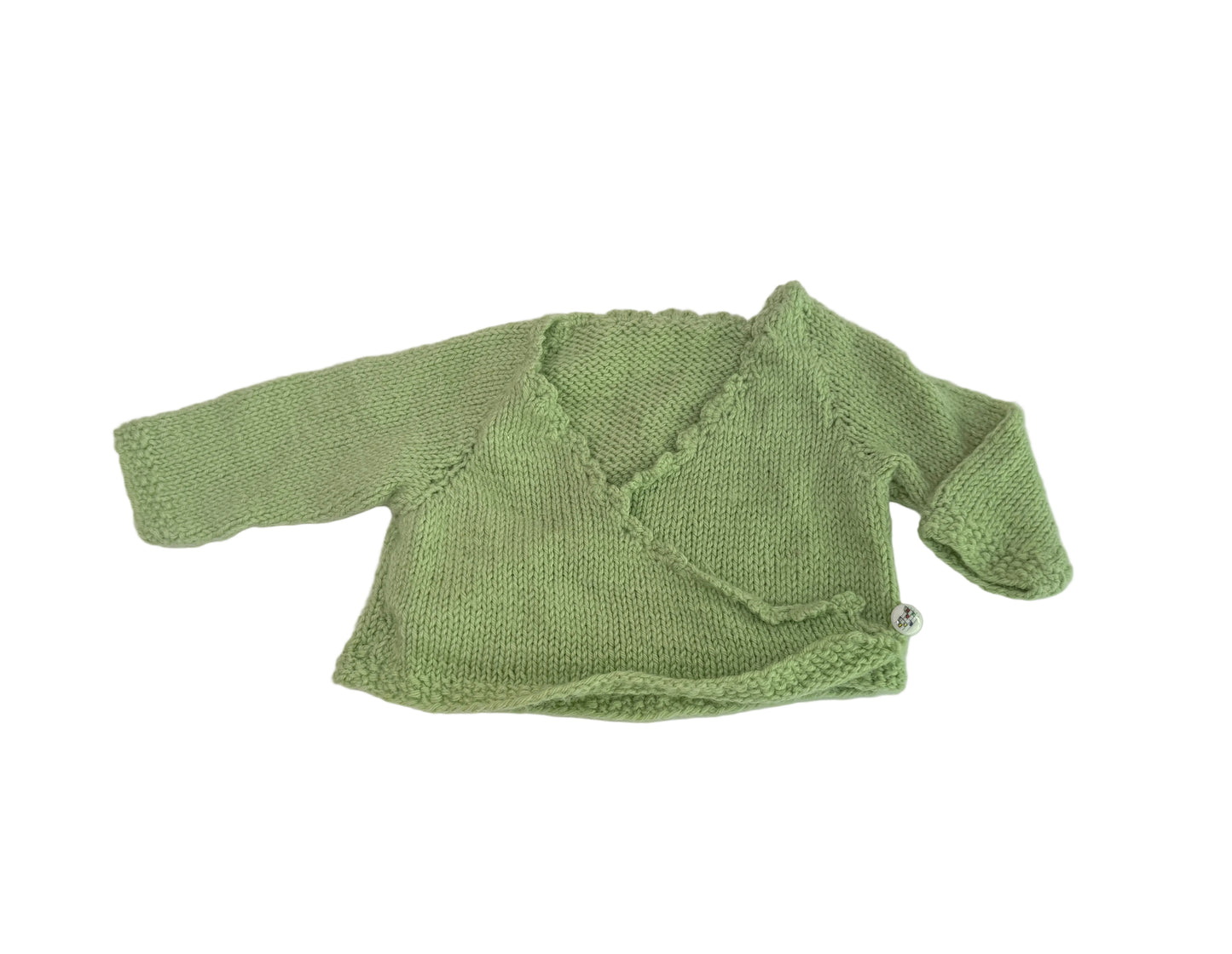 Handmade Green Wrap Baby Cardigan 6m