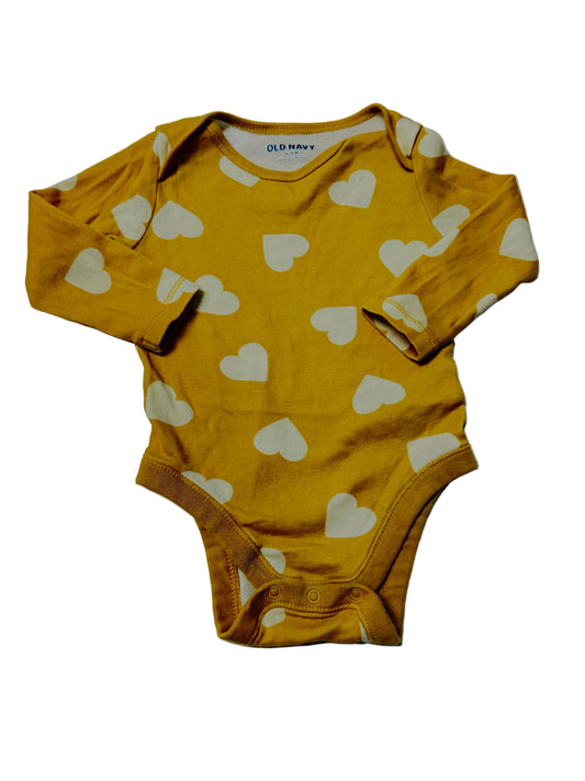 Old Navy Yellow Heart Onesie 6-12m