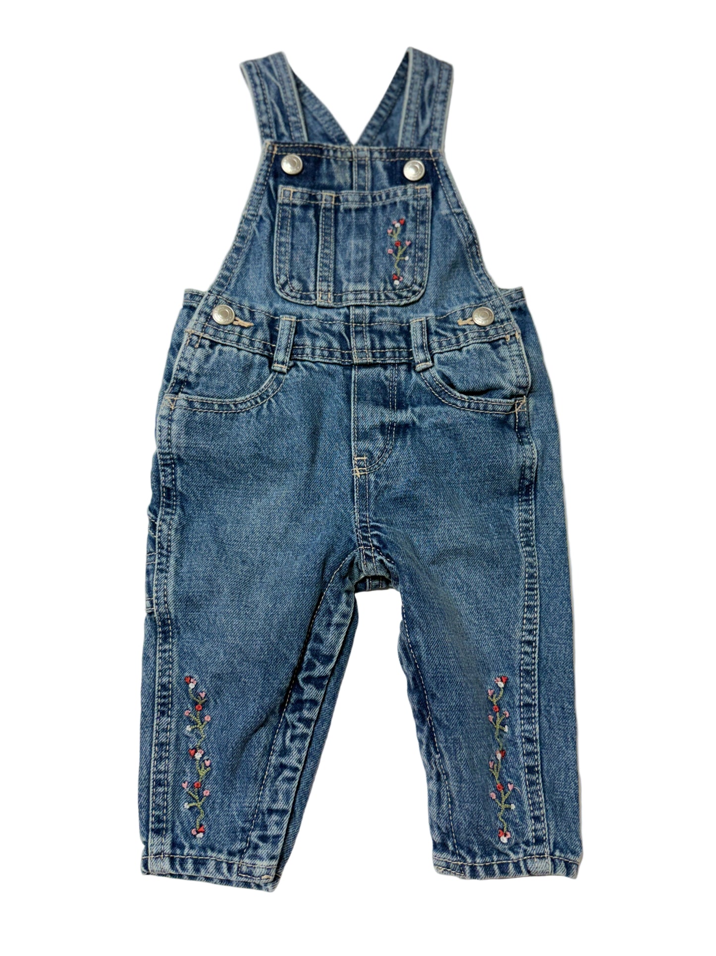 Old Navy 6-12m Floral Embroidered Detailed Overalls