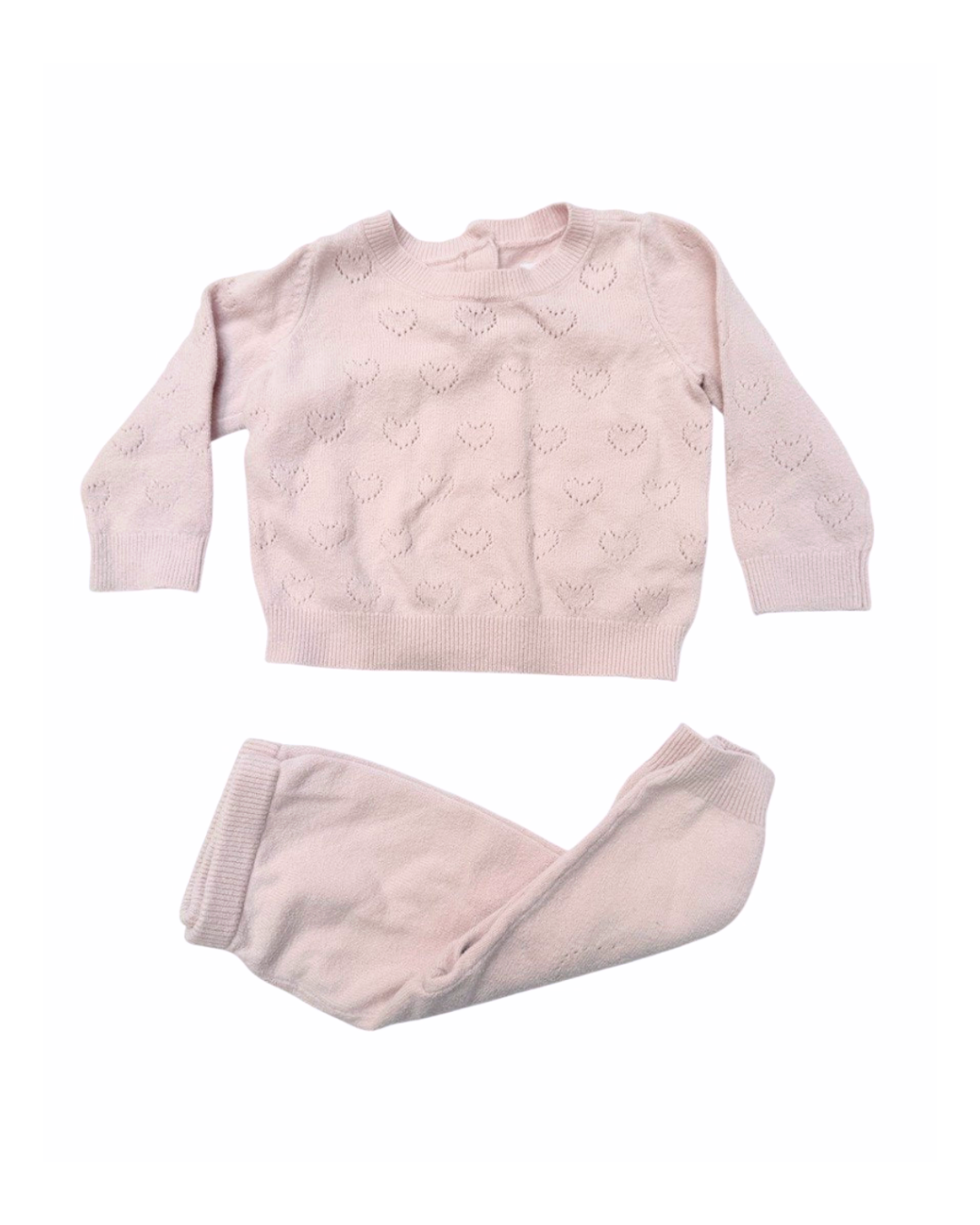 Baby Gap Pink Heart Knit Sweater Set 6-12M