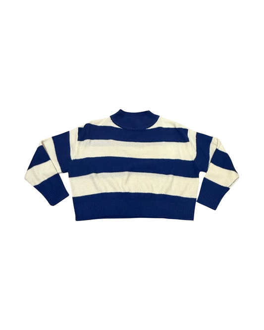Zudio Blue Striped Mock Neck Sweater 12-14Y