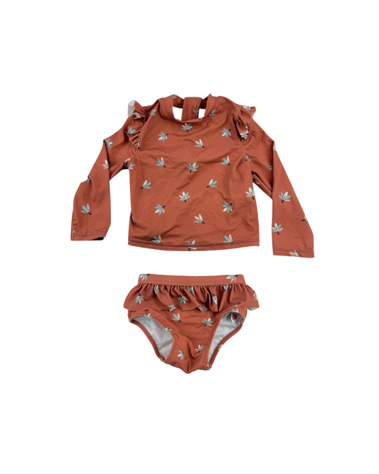miles the label. Swim Set Terracotta Floral Rashguard 6-12M