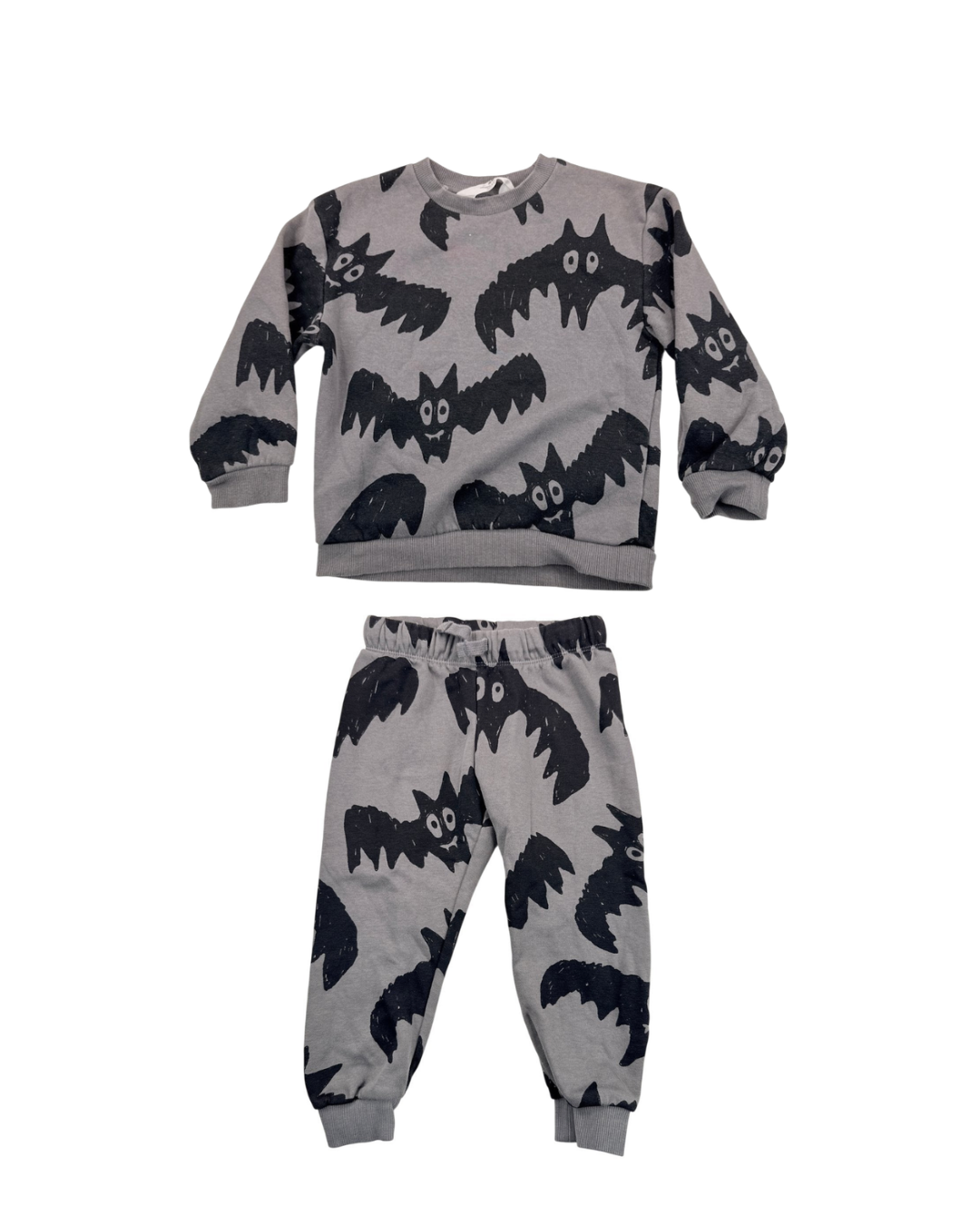 H&M Gray Bat Print Sweatsuit Size 2-4Y