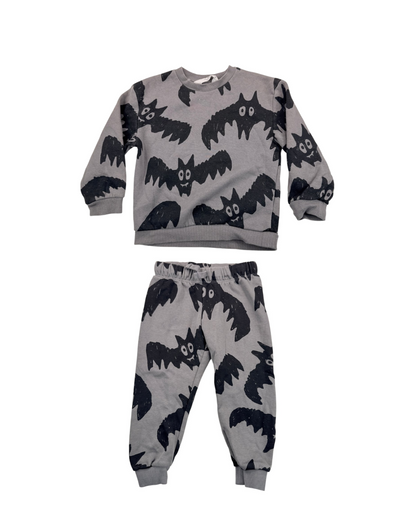 H&M Gray Bat Print Sweatsuit Size 2-4Y