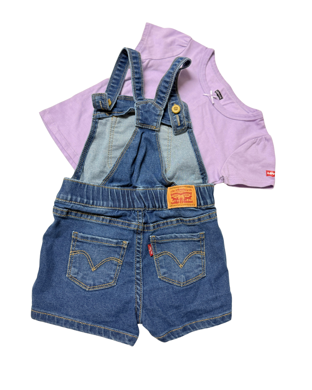 2pc Levis Set Shortalls and Purple Shirt 2T