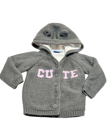 Gilet à capuche tricoté gris Lupilu 74 80