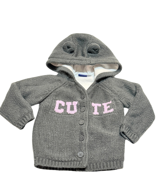 Lupilu Gray Knit Hooded Cardigan 74 80