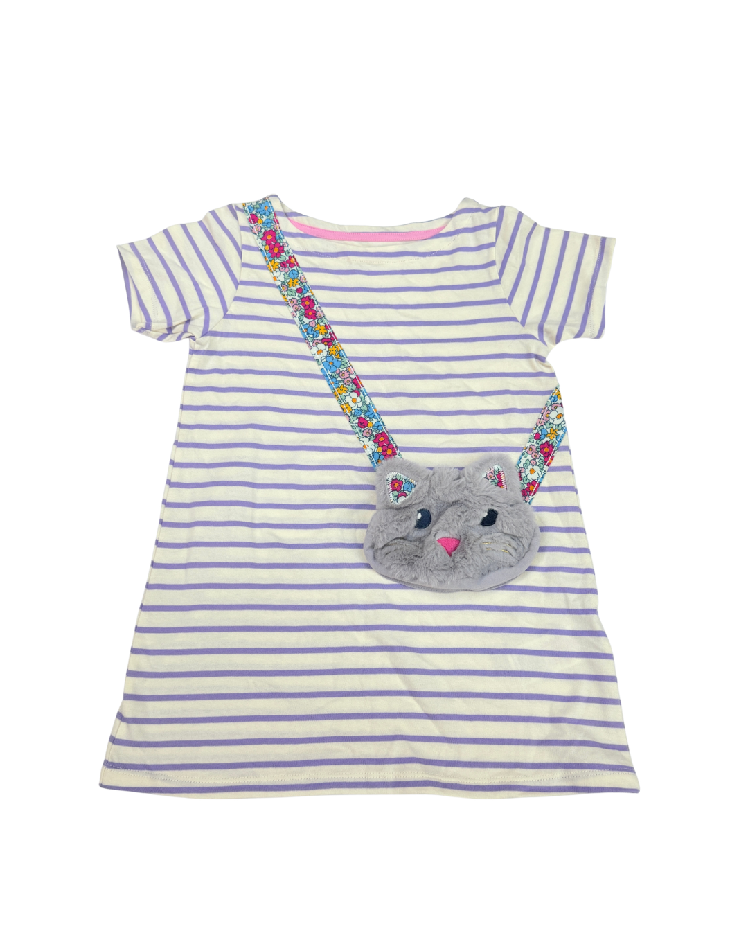 Mini Boden Cat Purse Stripe Dress 5-6Y