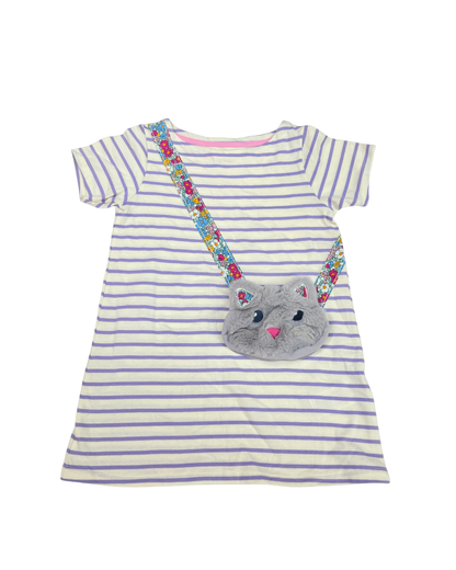 Mini Boden Cat Purse Stripe Dress 5-6Y