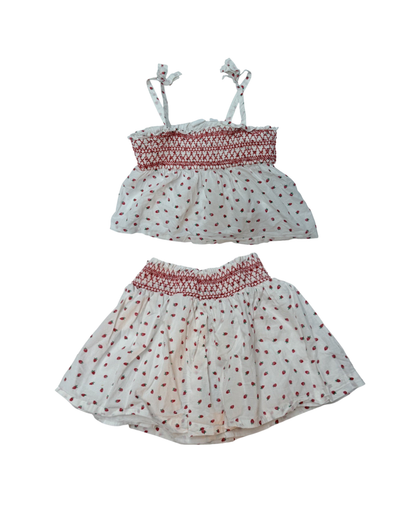 Gap Strawberry Print Smocked Skirt and Crop Size 6-7 Set