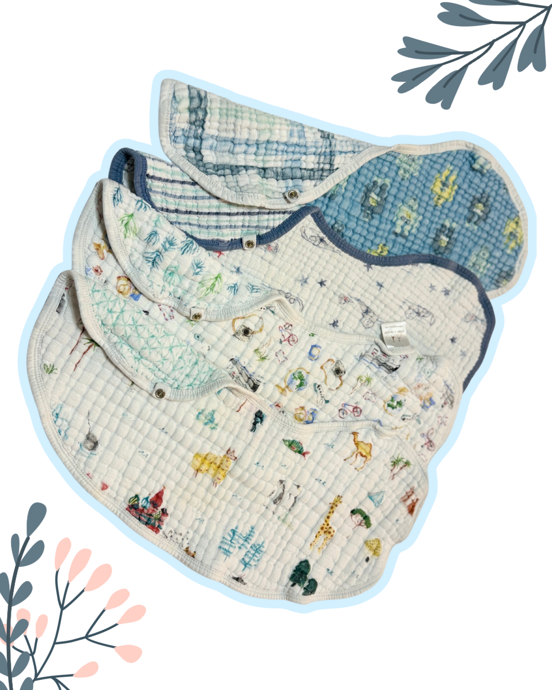 Aden + Anais  Essentials Cotton Muslin Burpy Bib SET OF 4