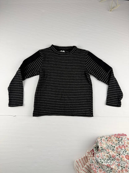 Gray Black Striped Long Sleeve Top