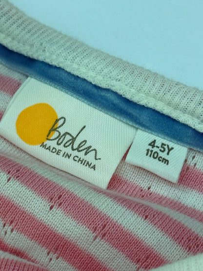 Boden Pink Stripe Star Long Sleeve Top 4-5Y