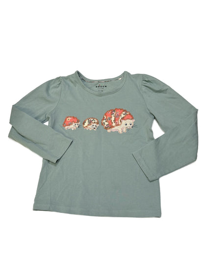 Mini Boden Hedgehog Appliqué Long Sleeve Top 5-6Y