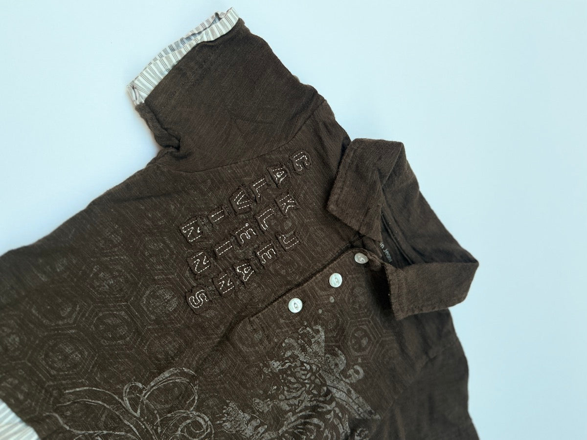 Calvin Klein Jeans Brown Embroidered Top Size 2