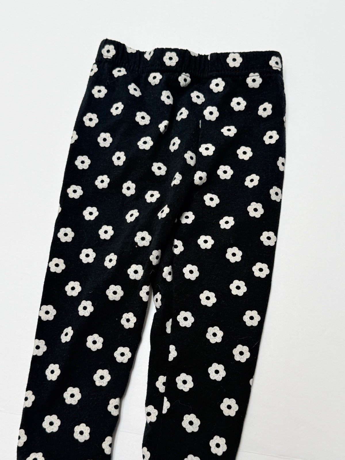 Black Floral Print Leggings 3/6M