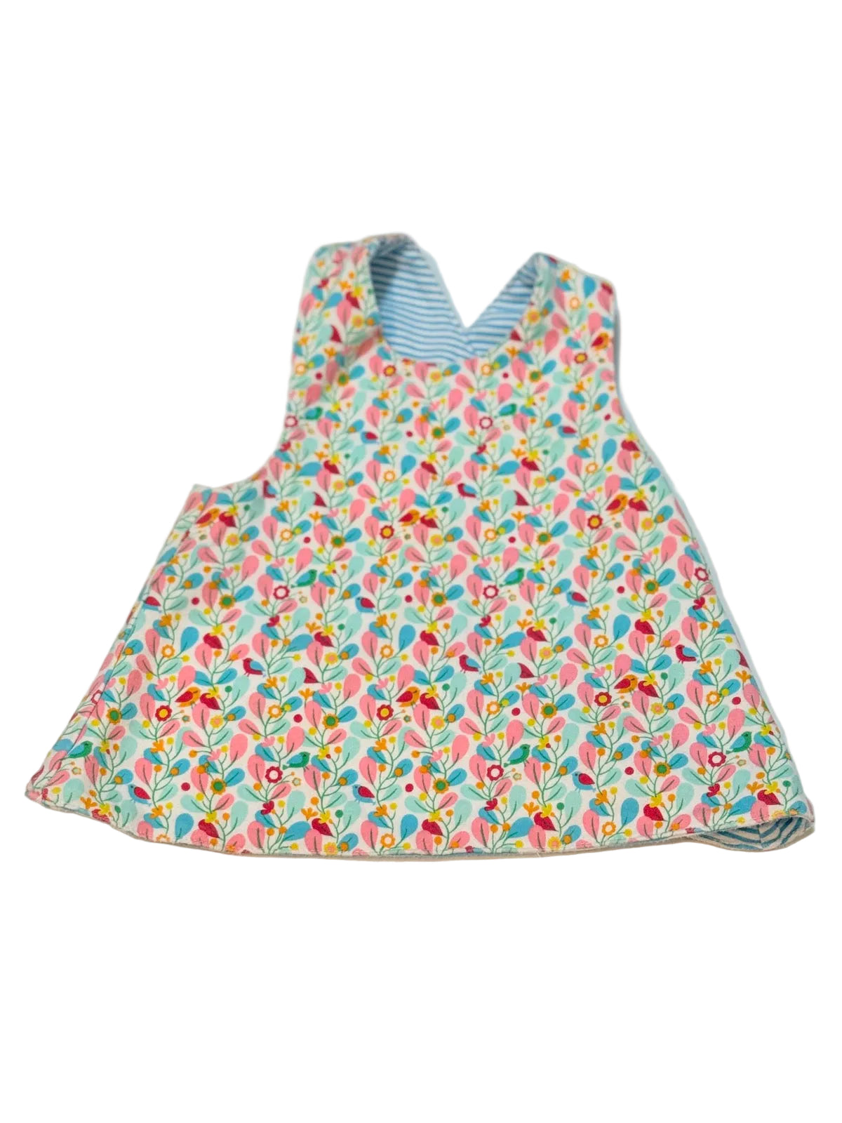 Reversible cotton Floral Stripe Bib Vest
