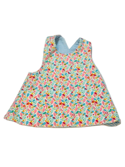 Reversible cotton Floral Stripe Bib Vest