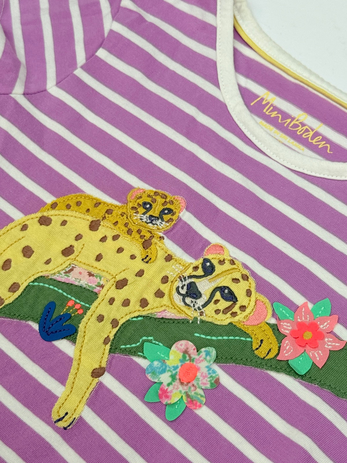 Mini Boden Cheetah Stripe T-Shirt 5-6Y