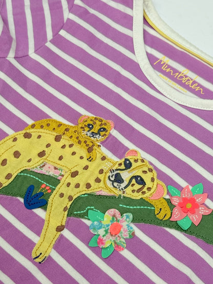 Mini Boden Cheetah Stripe T-Shirt 5-6Y