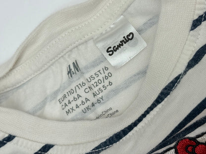 H&M x Sanrio Hello Kitty Striped T-Shirt 5T 6
