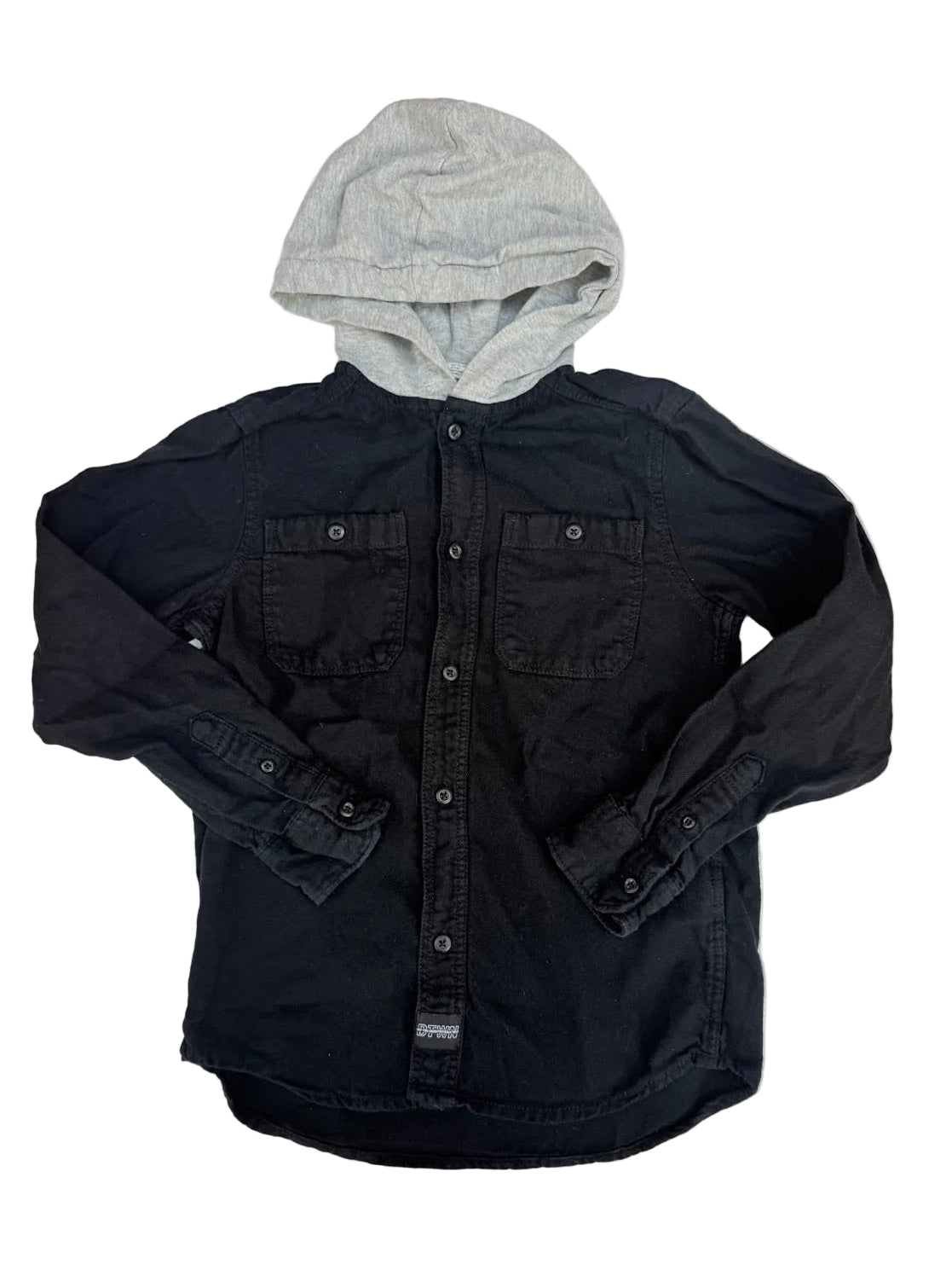 H&M Black Hooded Button Shirt Size 10