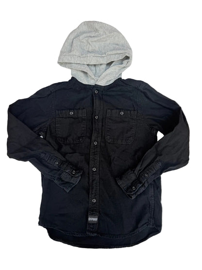 H&M Black Hooded Button Shirt Size 10