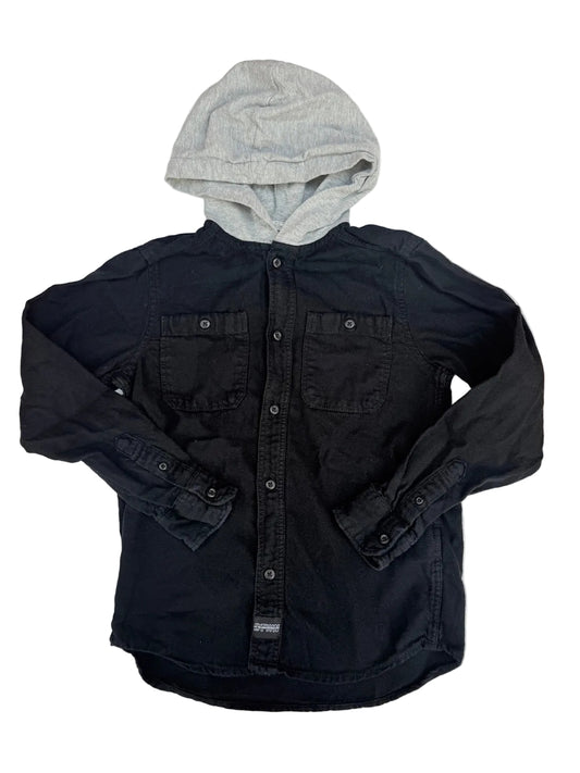 H&M Black Hooded Button Shirt Size 10