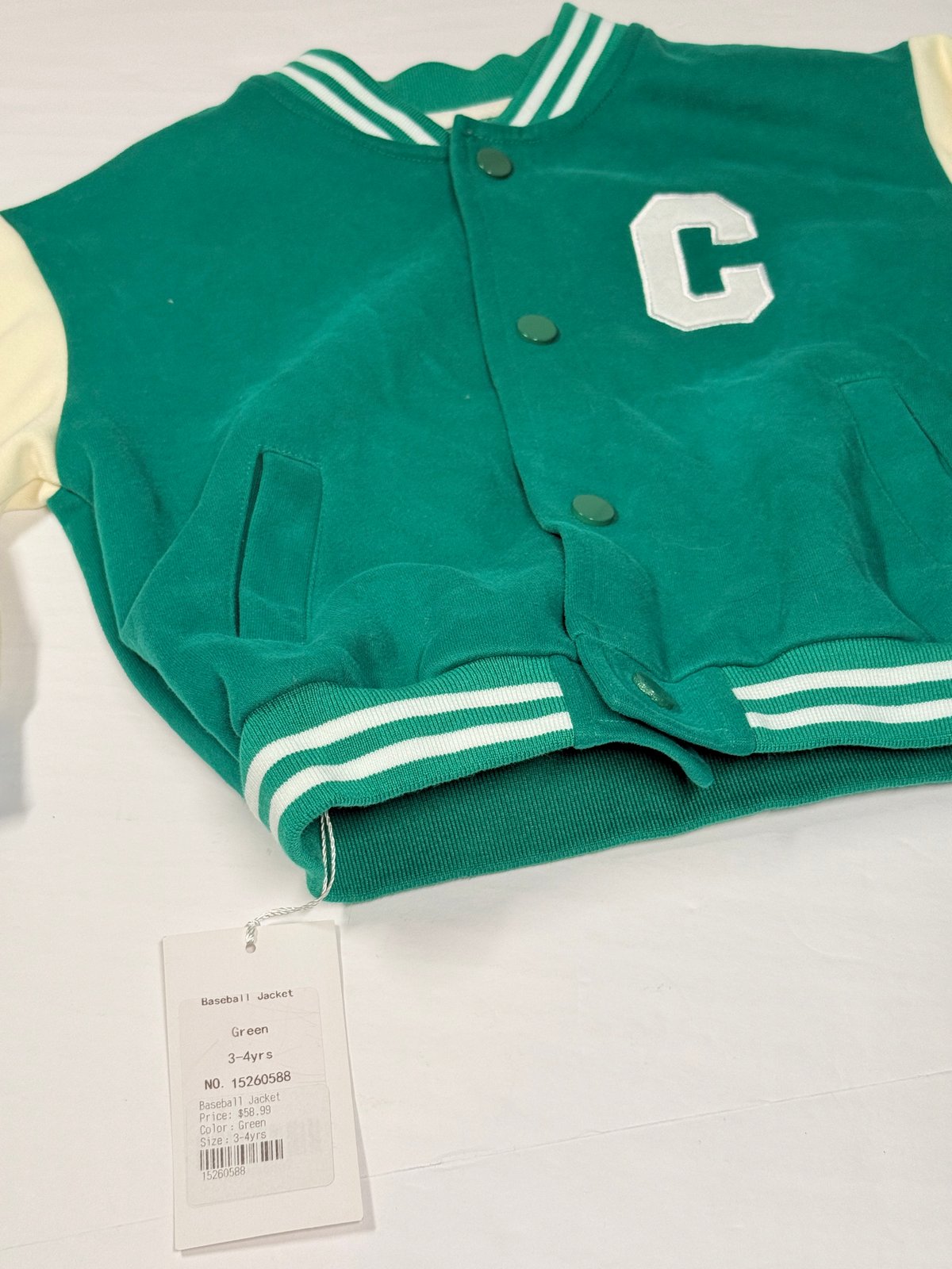 NWT - Green Varsity Baseball Jacket Size 3-4Y