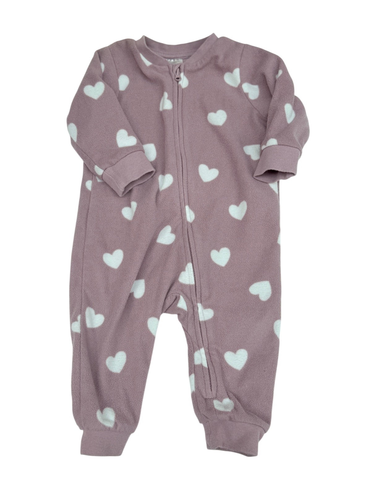 H&M Pink Heart Fleece Sleeper 4-6M