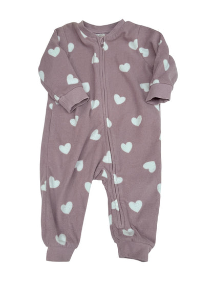 H&M Pink Heart Fleece Sleeper 4-6M