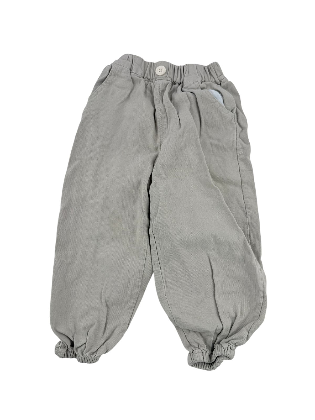 Gray Twill Elastic Cuff Pants