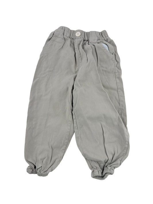 Gray Twill Elastic Cuff Pants