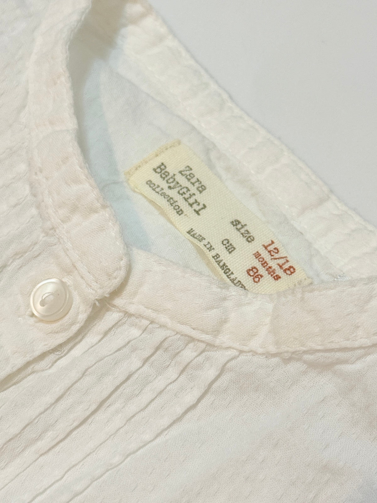 Zara White Button up Shirt 12-18m