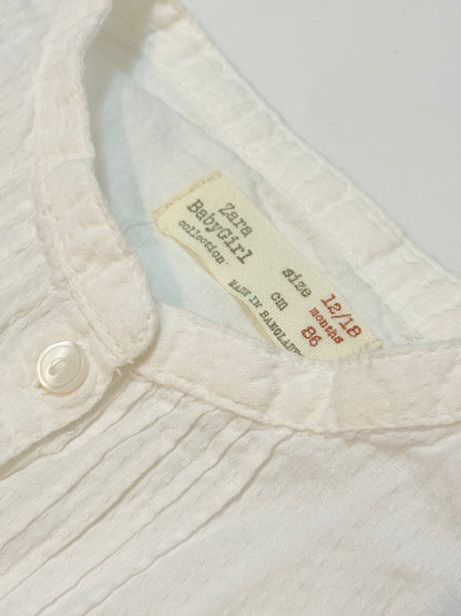 Zara White Button up Shirt 12-18m