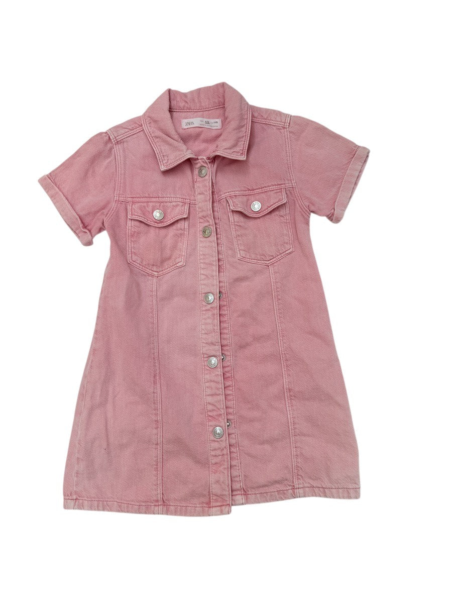 Zara Pink Denim Dress Size 4-5Y