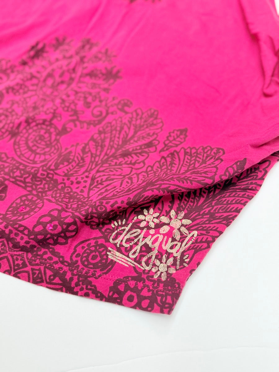 Desigual Pink Paisley Print Tank Top Dress  8/9Y
