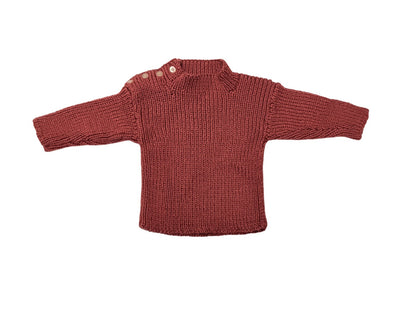 Handmade Rust Knit Sweater Button Shoulder 6M