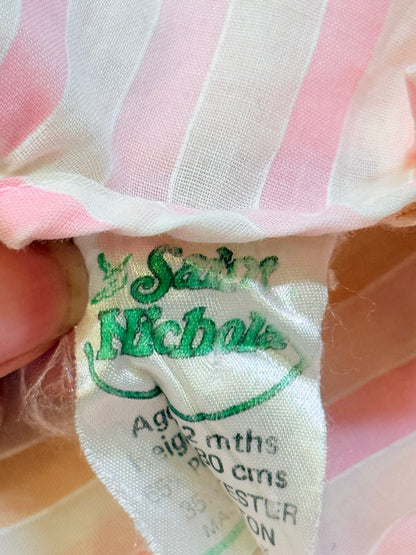 Vintage Saint Nicholas Striped Embroidered Dress 12m