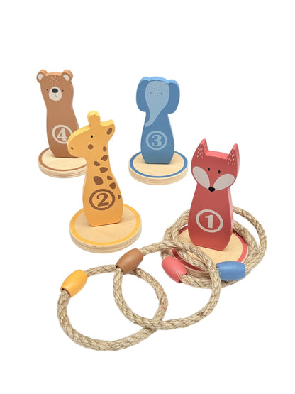 Wooden Animal Ring Toss Game Set