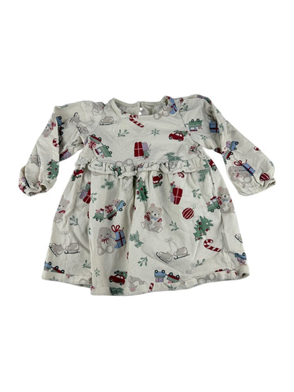 H&M Christmas Print Dress Size 9-12M