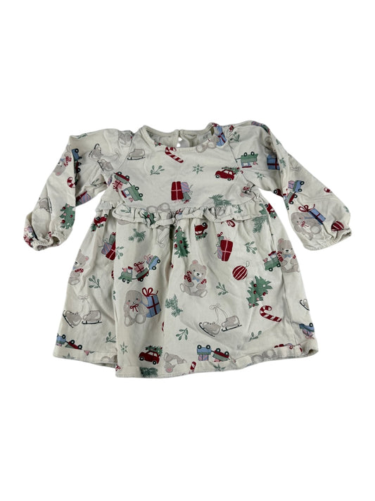 H&M Christmas Print Dress Size 9-12M