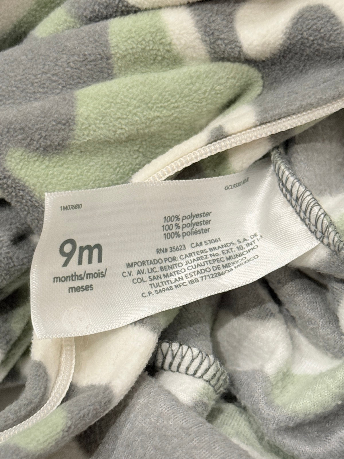 Carter's Camo Fleece Footed Sleeper 9m
